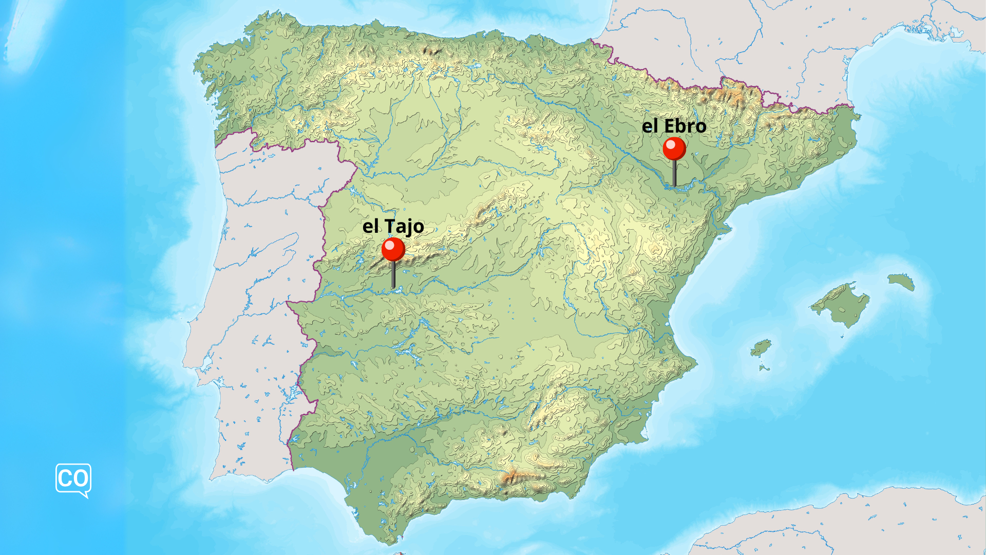 map with the Tagus and the Ebro